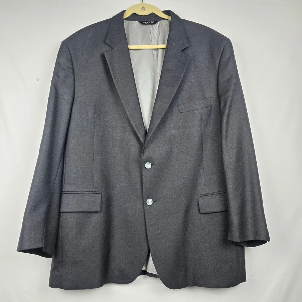 Jos. A. Bank Mens 48R Blazer Wool Silk Ramie Charcoal Gray Sport Coat‎ 10076N